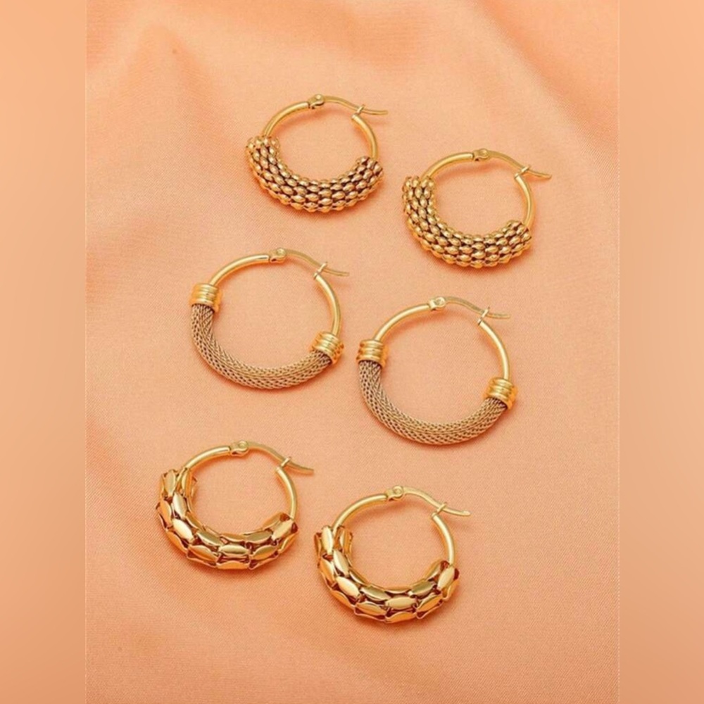 NEW 3pairs Stainless Steel Elegant Earrings